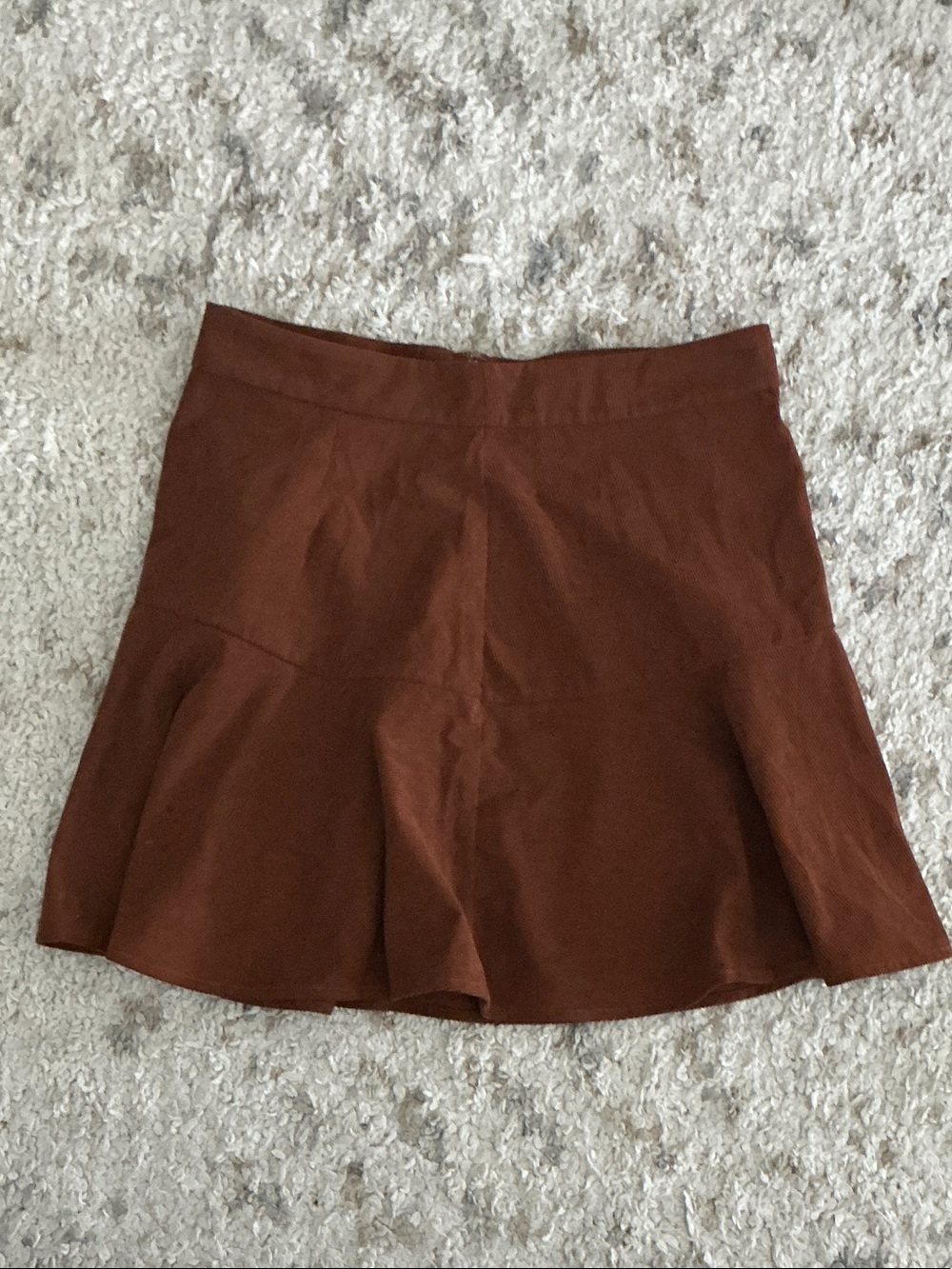Brown Corduroy Ruffled Hem Mini Skirt from Cupshe